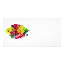 Yellow Mums and Pink Asiatic Lilies Picture Card