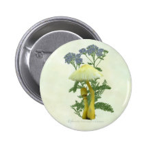Yellow Mushrooms with tiny blue flowers Buttons
