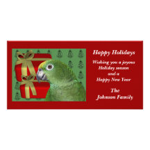 Yellow Naped Parrot Animal Christmas Holiday Card Photo Card