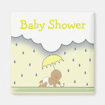 Yellow Neutral Baby Shower Magnet- Rain & Umbrella