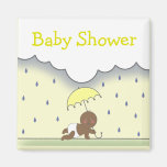 Yellow Neutral Baby Shower Magnet- Rain & Umbrella