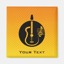 Yellow Orange Acoustic Guitar Magnet