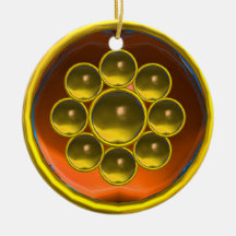 YELLOW ORANGE AGATE GEMSTONE MON CHRISTMAS ORNAMENT