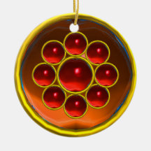 YELLOW ORANGE AGATE GEMSTONE MON CHRISTMAS ORNAMENT
