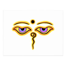Yellow Orange  Buddha Eyes.png Post Cards