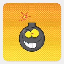 Yellow Orange Cartoon Bomb Square Sticker