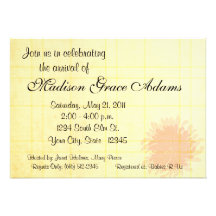 Yellow/Orange Floral Shower Invititation Personalized Invites
