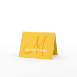 Yellow Orange Monogram Names Wedding Invitation Cards