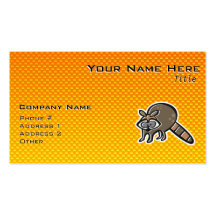 Yellow Orange Raccoon Business Card Template