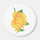 Yellow Orange Rose Red Ribbon Painting, Magnets