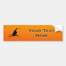Yellow Orange Snow Skiing Bumper Stickers