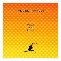 Yellow Orange Snow Skiing Personalized Invitation