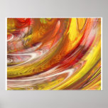 Yellow orange white smear abstract swirl poster