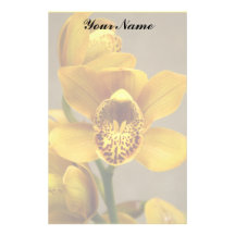 Yellow Orchid Flowers Customized Stationery