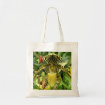Yellow Orchid with yellow and black stripes Tote Tote Bags