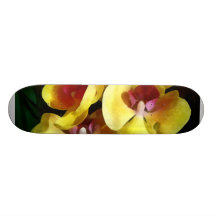 Yellow Orchids Shadow and Light Skate Boards