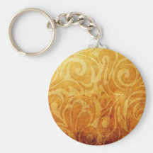 yellow ornate swirl pattern key chain