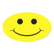Yellow Oval Smiley Face Stickers