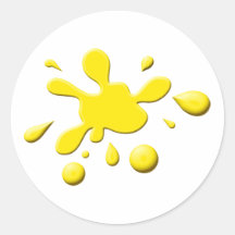 Yellow Paint Splodge Round Sticker