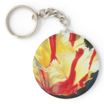 yellow Parrot tulips, 'Flaming Parrot' flowers Keychains