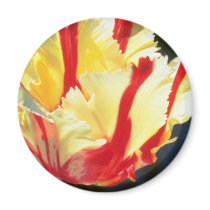 yellow Parrot tulips, 'Flaming Parrot' flowers Fridge Magnet