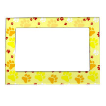 Yellow Paw Print Frame Magnet