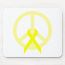Yellow Peace & Ribbon Mousepads