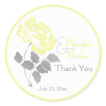 Yellow Peony with Grey and White1.5" Round Sticker