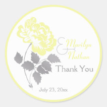 Yellow Peony with Grey and White1.5" Round Sticker
