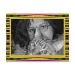 yellow pink  frame postcard