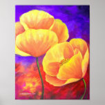 Yellow Poppy Flower Painting Art - Poster
