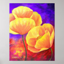 Yellow Poppy Flower Painting Art - Poster