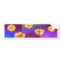 Yellow Poppy Flower Painting - Multi Bumper Sticker