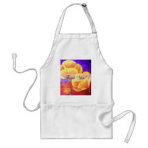 Yellow Poppy Flower Thank You Card Art - Multi Aprons