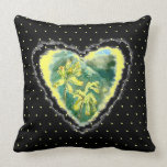 Yellow Primula Heart  by Alexandra Cook Pillow