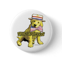 Yellow Pup Democrat Button 
