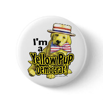 Yellow Pup Democrat Button 