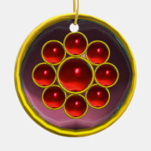 YELLOW PURPLE RED GEMSTONE MON ORNAMENTS
