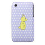 Yellow Rabbit on Purple Dot Pattern iPhone 3 Case
