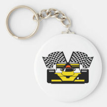 YELLOW RACE CAR KEY CHAINS