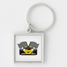 YELLOW RACE CAR KEYCHAINS