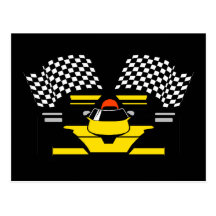 YELLOW RACE CAR POSTCARDS