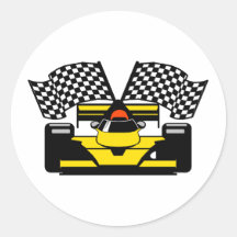YELLOW RACE CAR STICKERS
