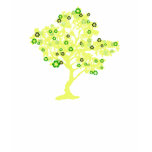 Yellow Recycle Tree Long Sleeve Womens Shirt