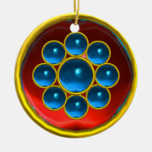 YELLOW RED BLUE SAPPHIRE GEMSTONE MON CHRISTMAS TREE ORNAMENT