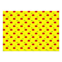 Yellow red cherry pattern custom invites