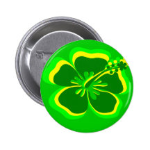 yellow,reen hibiscus flower pinback buttons