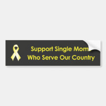 Yellow Ribbon Support Single Moms In Military Bumper Stickers