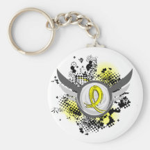 Yellow Ribbon With Wings Endometriosis Keychains