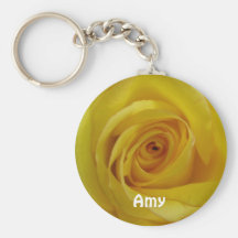 Yellow Rose Add your Name Keychain
